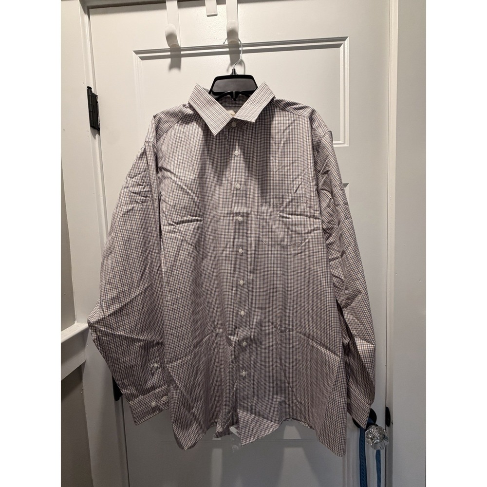 Gold Label Roundtree & Yorke Shirt 17.5 36 Tall Cotton Check